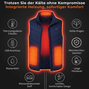 Beheizbare Weste blau mit Akku