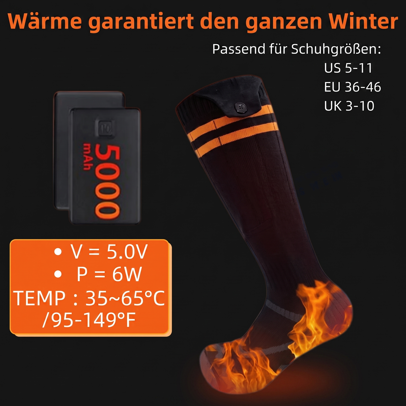 Heiz-Thermosocken - Technische Daten