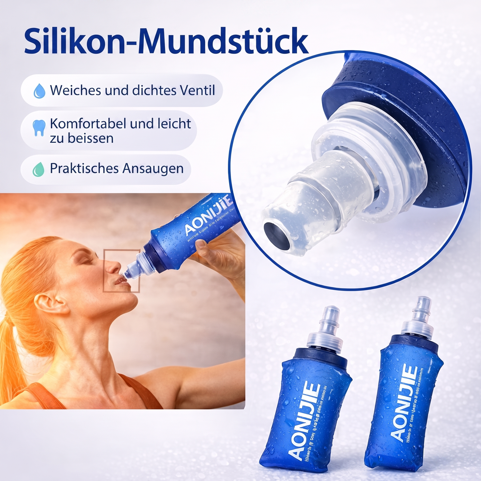 Lauf-Trinkflasche - Silikon-Mundstück