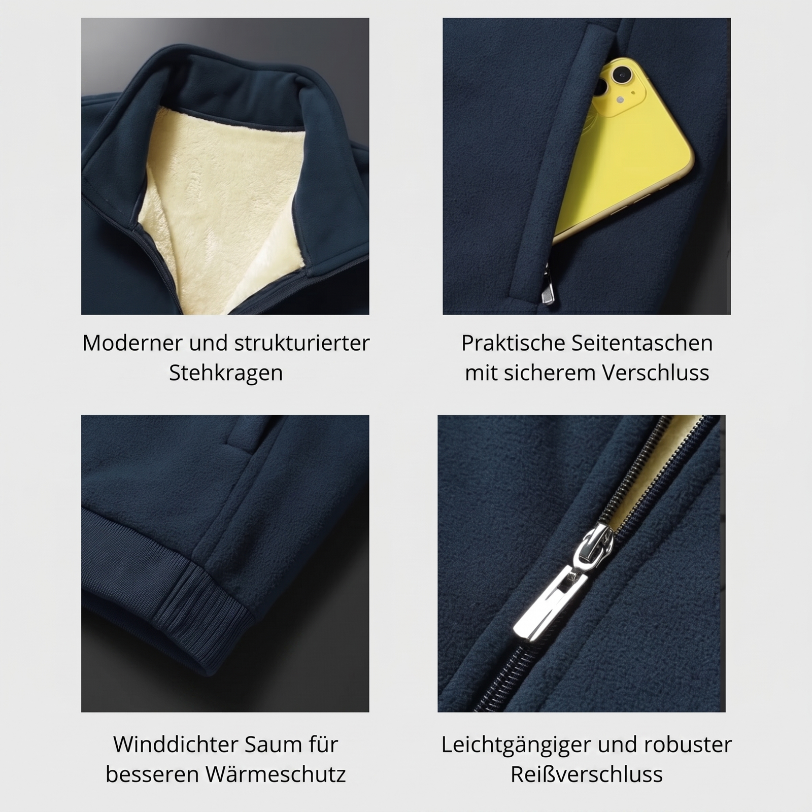 Sportliche Fleece-Bomberjacke - Detailansicht