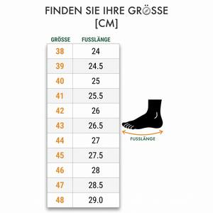 Leder-Wandersandalen mit Steinschutz - Größentabelle