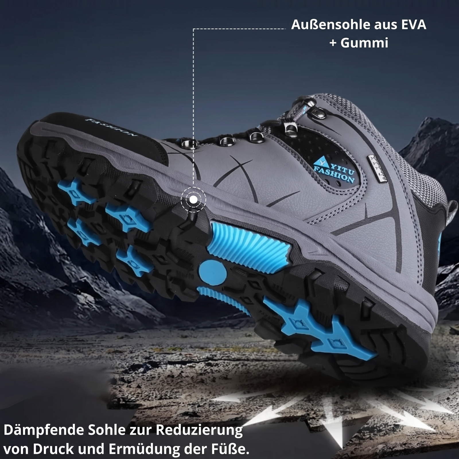 Herren-Leder-Wanderschuhe - Außensohle EVA Gummi