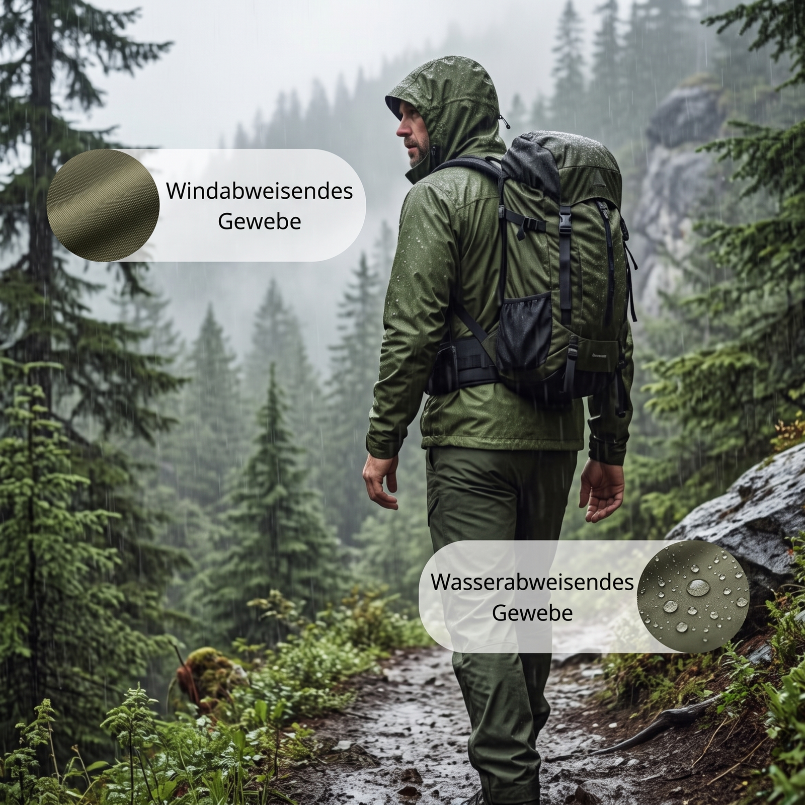 Gefütterte Trekkinghose Herren - Wind- und Wasserabweisend