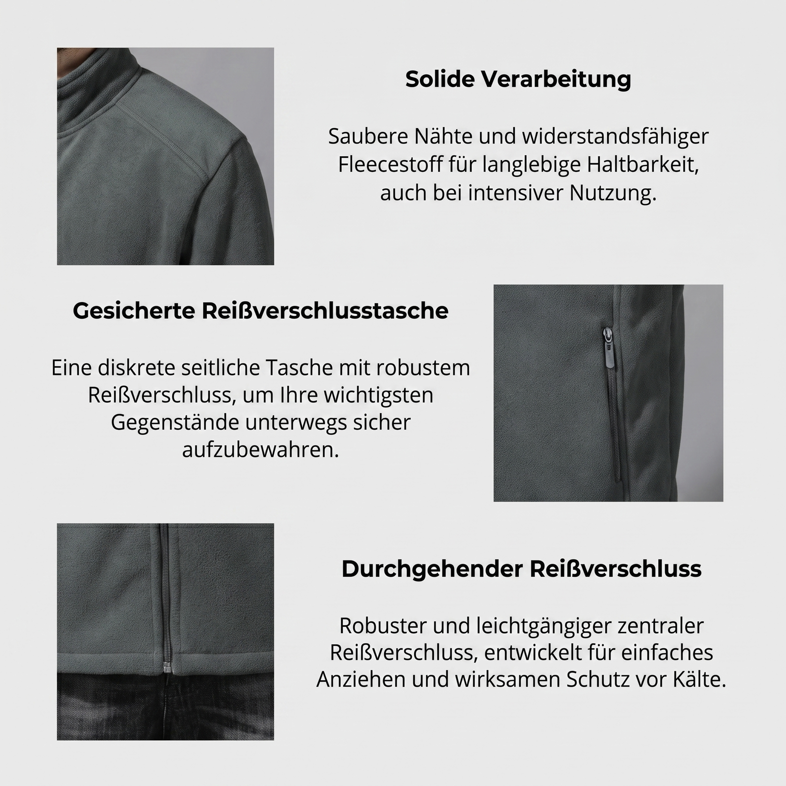 Herren Outdoor-Fleecejacke - Verarbeitung Details