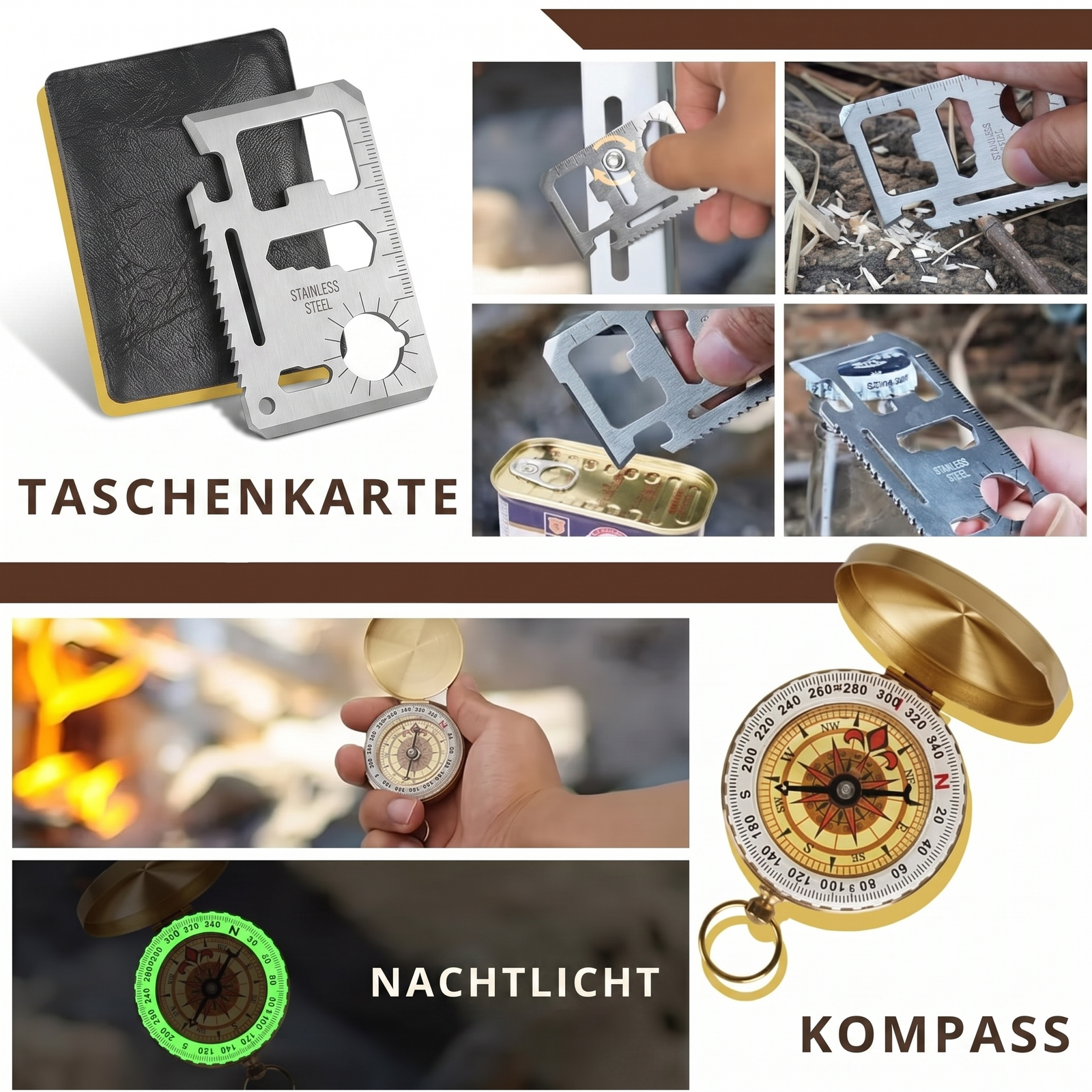 Taktisches Survival-Set - Taschenkarte und Kompass