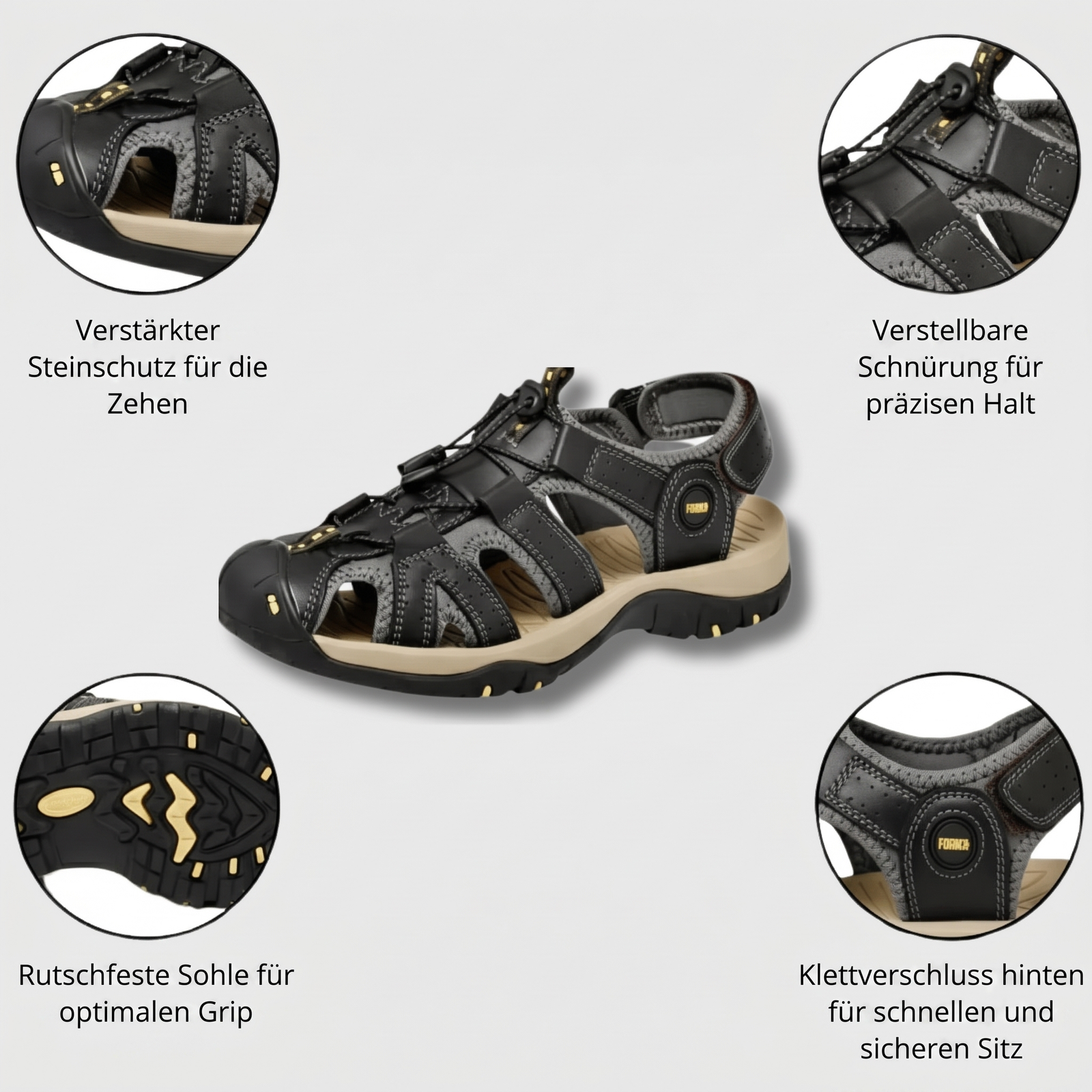 Herren Leder-Trekkingsandalen - Ausstattungsmerkmale