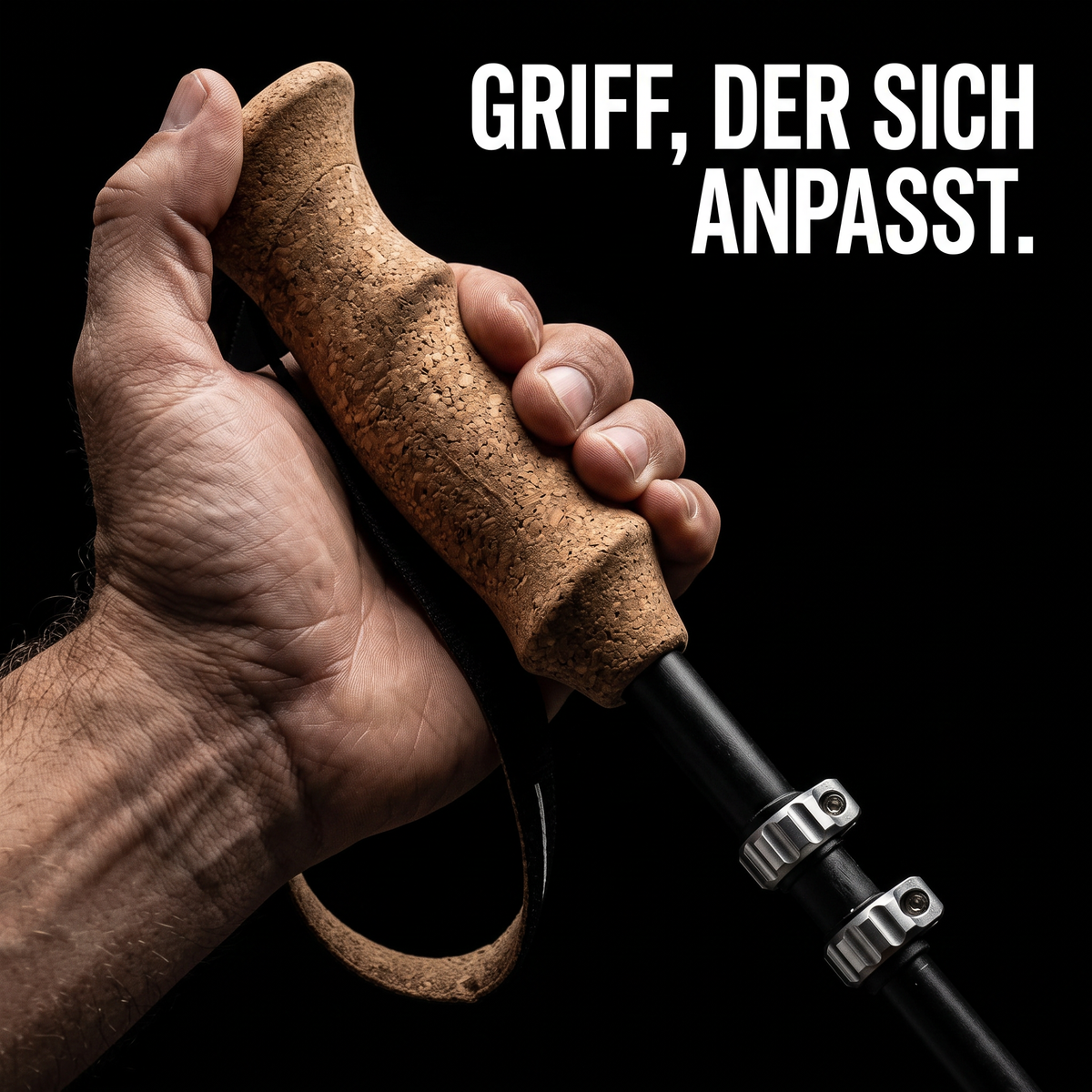 Griff, der sich anpasst - Alu-Trekkingstock Korkgriff