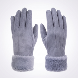 Beheizbare Handschuhe Fellfutter - Grau, Vorderansicht