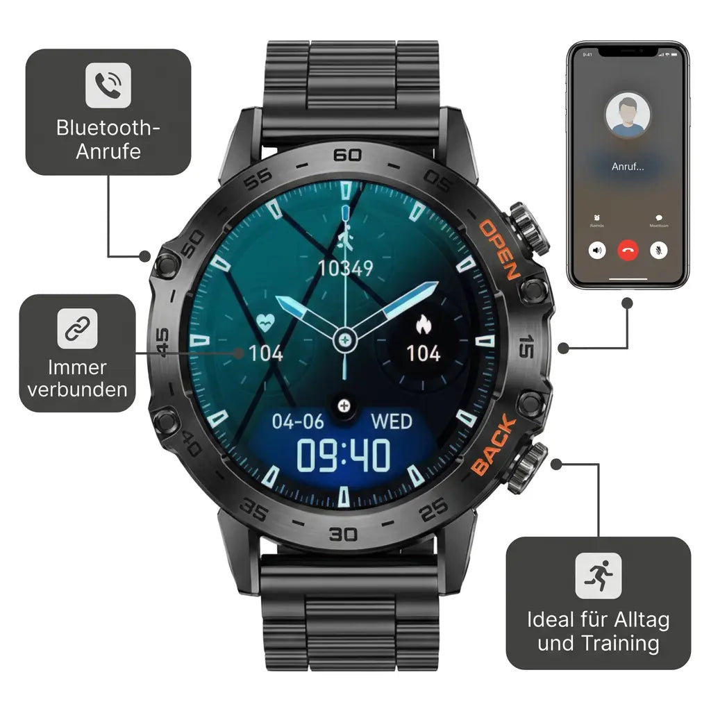 Outdoor-Smartwatch Multifunktion – Bluetooth-Anrufe