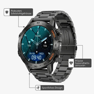 Outdoor-Smartwatch Multifunktion – Edelstahlgehäuse