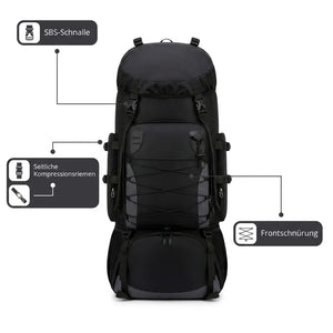 Trekkingrucksack 90 L – SBS-Schnalle und Kompressionsriemen