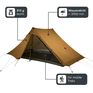 Ultraleichtes Trekkingzelt 2P – Gewicht und Wasserdichtigkeit
