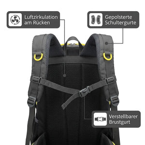 Wasserdichter Wanderrucksack 40 L – Belüftung und Schultergurte