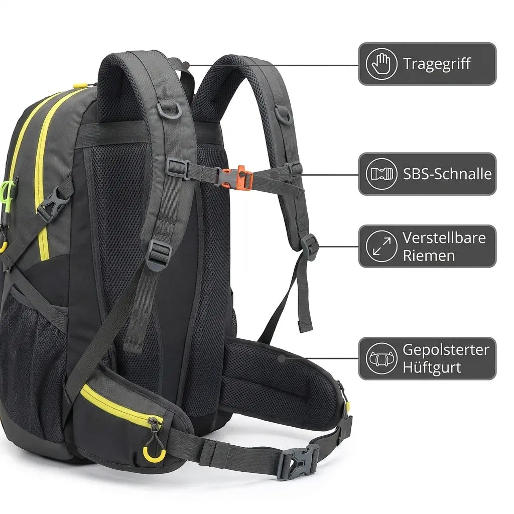 Wasserdichter Wanderrucksack 40 L – Tragesystem